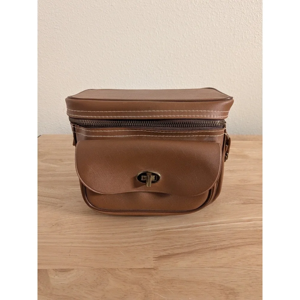 Leather Style Camera Bag -  With Strap - Brown  Minimal